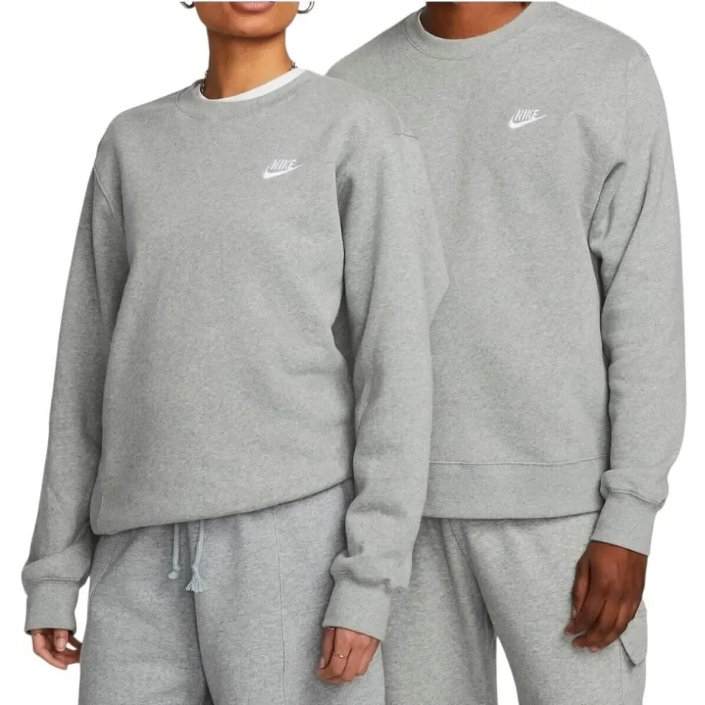 Nike Sportswear Men's Grey Heather /  White Club Fleece Crew FN3886-063 Size XXL